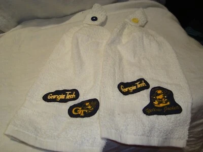 Georgia Tech Yellow Jackets Set/2 Kitchen Handmade Hand Fridge Golf Bar Towels - Image 1 of 3