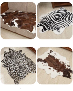 Animal Print Faux Fur Hide Skin Rug Cowhide Area Rug Floor Mat Carpet 33.5"X43"
