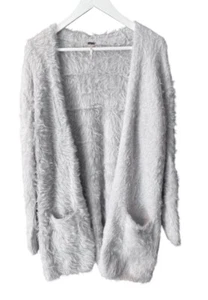 Free People Cozy Faux Fur Long Open Cardigan Sweater Women’s size M - Picture 1 of 7