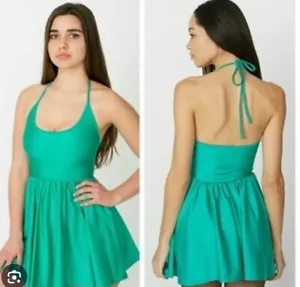 Neu mit Etikett American Apparel Edelstein grün Nylon Neckholder Skaterkleid Gr. XS AUSLAUF - Bild 1 von 9