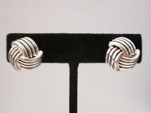 KNOT STYLE HUGGIE EARRINGS SILVER TONE,METAL,NO STONE - Picture 1 of 7