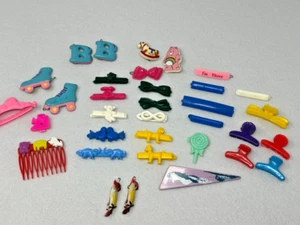 Vtg 80s Plastic Metal Colored Barrettes Hair Clips Flowers Bows Animals Care Bea - Picture 1 of 11