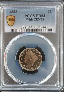 ✰ 1883 ✰ With Cents ✰ PROOF US 5 CENT Liberty V Nickel 5c Coin Graded PCGS PR64✰ - Bild 1 von 4