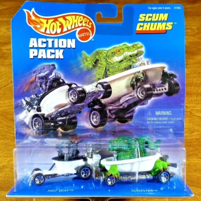 Hot Wheels Action Pack 2-Pack Scum Chums Hot Seat Sudzster 5 Spoke Malaysia 1999 - Image 1 of 4