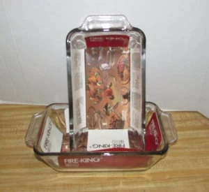NOS Vintage Fire-King ofenfest Laib Set mikrowellengeeignet Anker Hocking - Bild 1 von 3