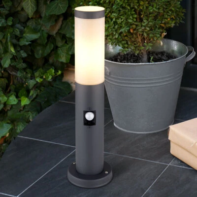 Außen Steh Lampe Terrassen Beleuchtung SENSOR Edelstahl Sockel Garten Leuchte - Bild 1 von 4