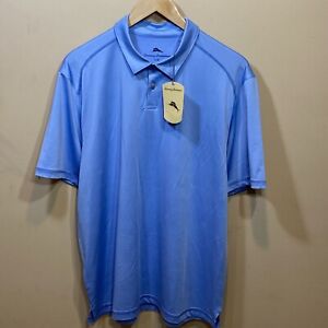 Tommy Bahama Polo Golf Shirt Men's Large Sky Blue Performance Moisture Wicking