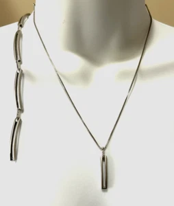 Collana con ciondolo sterling 925 diamanti caldi 16" + 2" e bracciale 7" set 24,65 gr - Foto 1 di 9