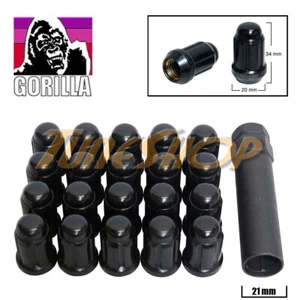 20 GORILLA SPLINE TUNER LOCK LUG NUT 12X1.5 1.5 ACORN WHEELS RIMS BLACK CLOSE H - Picture 1 of 2