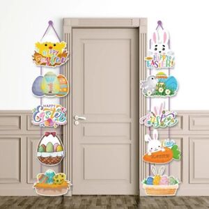 10Pcs/set Bunny Easter Hanging Ornament Paper Paper Door Hanging  Party Supplie