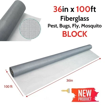 Pantalla de puerta de ventana 36"x100' malla insecto mosquito plagas protección patio porche cubierta Foto 1 de 4