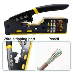 RJ45 Crimper Crimping Tool For Cat5 6a 7 Pass Through Network Cable Connector - Picture 1 of 11
