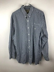 Duluth Trading Co Shirt Mens Button Up SZL Tall Blue Checked Long Sleeves A27 - Picture 1 of 4