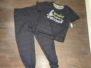 Buckle Up Witches Pajama Set Women’s Sz S L XL Halloween NWT 2 pc pjs pockets - Picture 1 of 8