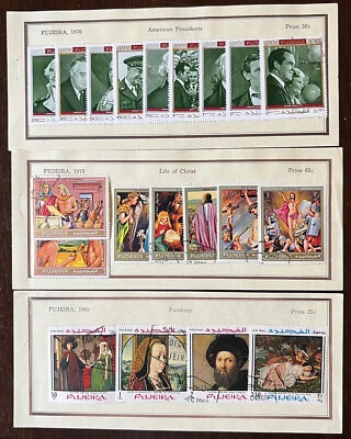 LOTE SELLOS FUJEIRA 1969-70 PRESIDENTES, CRISTO, PINTURAS EN HOJAS DE APROBACIÓN  Foto 1 de 3