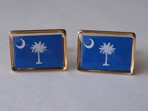 South Carolina State Flag Cufflinks--United States of America USA US Patriotic - Picture 1 of 3