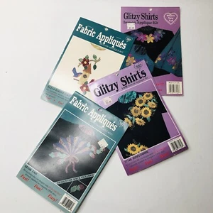 Glitzy Shirts VTG 90s Iron On Applique Kits Bundle 4 Floral Sunflower Birds Fan - Picture 1 of 11
