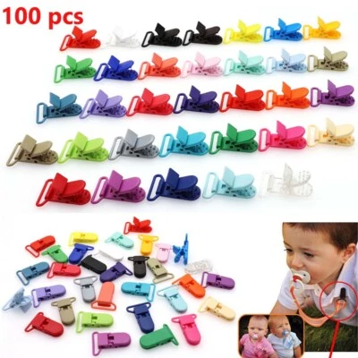 50pcs Plastic Baby Pacifier Suspender Dummy Clip Badge Holder Craft 34 Colored  - image 1 of 4