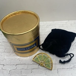 RARE Estee Lauder 'White Linen' Crystal Lime Wedge Fruit Solid Perfume Compact - Picture 1 of 13