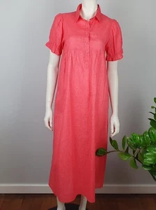 Zephyr Lounge Wear Size XS 6 Long Maxi Dress Collared Pink Buttons Short Sleeves - Bild 1 von 10