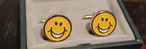 Novetly Smiley Face Rave ? Metal Cufflinks In H Samuel Box ,X Mas Gift ? - Picture 1 of 11