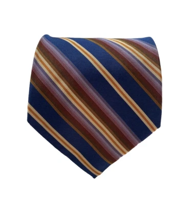 Corbata de seda Hickey Freeman a rayas multicolor hecha a mano en EE. UU. Foto 1 de 4