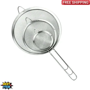 3Pcs Mesh Strainer Strainers FINE Small Large Stainless Steel Colander Kitchen - Picture 1 of 10