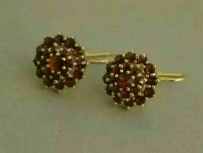 2CT Round Lab Created Red Ruby Diamond Women's Earrings 14K Yellow Gold Plated - Image 1 of 4