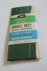 Penneys Eisen/Aufnähen Naht Bindung Doppelte Aufgabe 3y x 1/2" 100 % Viskose Dschungel Grün Vintage - Bild 1 von 4