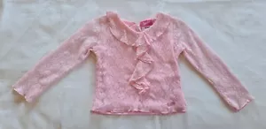 Mattel Barbie Girls Pink Lace Embroidered Long Sleeve Top Size 4 New NOS 2002 - Picture 1 of 4