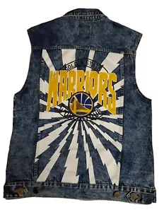 Golden State Warriors Tour De Colección Denim Chaleco Chaqueta NBA Para Hombres Mediano Grande M L Parches - Imagen 1 de 7