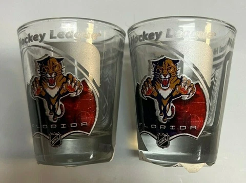 Florida Panthers  NHL HI-DEF Enhanced Etched 2oz Shot Glass Set of 2 Cover