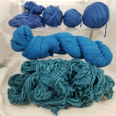 Lot of Mixed COLOR Yarn Balls Skeins blues and greens Ocean Colors 9 oz  - Image 1 of 3