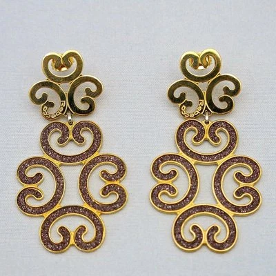 Rebecca Large Earrings from Louis XIV Collection in Rose Gold Plated Bronze - Image 1 of 4
