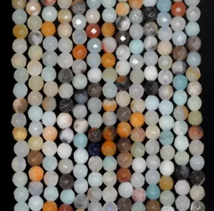 "Cuentas sueltas redondas facetadas de piedra preciosa amazonita de 4 mm 15" - Imagen 1 de 4