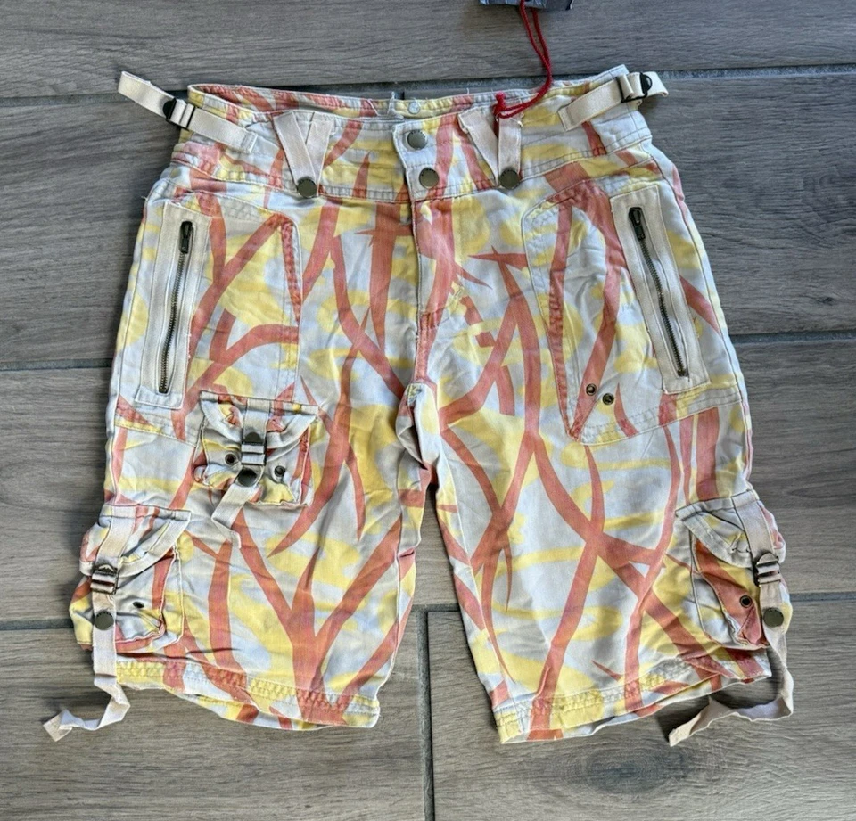 Da Nang шорты желтовато-коричневый хаки оранжевый желтый 100% шелк молнии размер XS грузовой камуфляж - Изображение 1 из 4