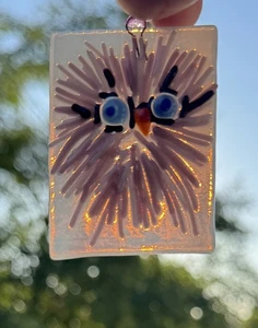 Multicolor verschmolzenes Glas Rechteck Ornament/Sonnenfänger süß lila rosa  - Bild 1 von 20