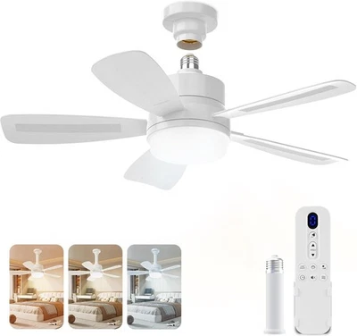 Modern Ceiling Fan With LED Light Remote Control Lighting E27 Base Socket Fan - Image 1 of 4