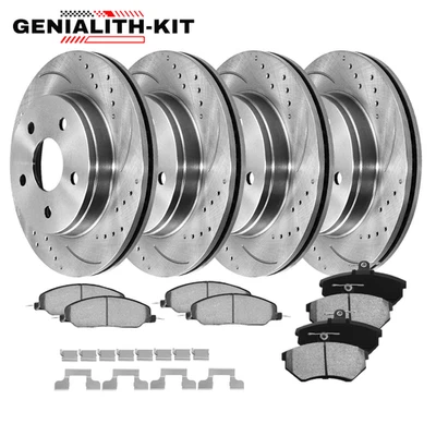 For 2005 - 2010 Ford Mustang Front Rear Drilled Disc Brake Rotors Ceramic Pads Foto 1 de 4