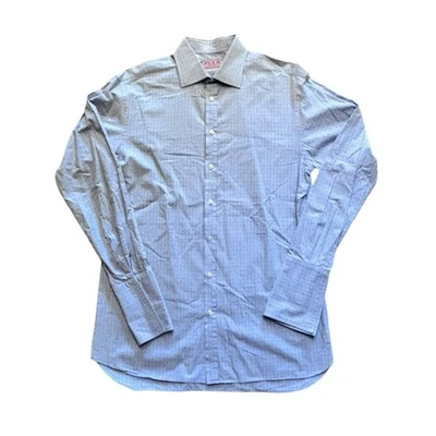 Thomas Pink Blue Check French Cuff 16.5 35 Made In England Point Collar 42/89cm - Image 1 of 4