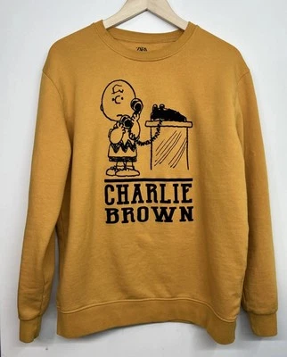 Zara Peanuts Collaboration Charlie Marrón Estampado Difuso Elevado Manga Larga M Foto 1 de 4