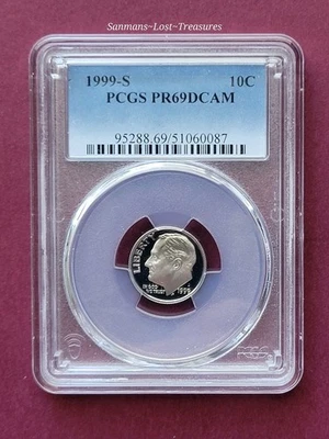 1999 S 10C Clad Roosevelt Dime PCGS PR69DCAM. BEAUTIFUL COIN. GREAT EYE APPEAL - Image 1 of 4