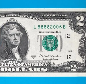 LUCKY Year 2006 (L 88882006 B) $2 Two Dollar Bill 2017A Series *UNC* - Picture 1 of 4