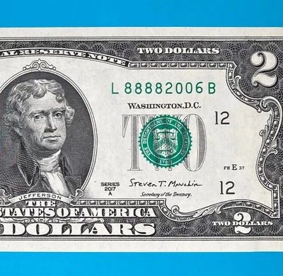 LUCKY Year 2006 (L 88882006 B) $2 Two Dollar Bill 2017A Series *UNC* - Image 1 of 4