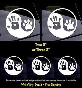 Yin Yang Paw Handprint White Vinyl Decals Car Truck Van Windows Laptop Tumblers - Picture 1 of 5