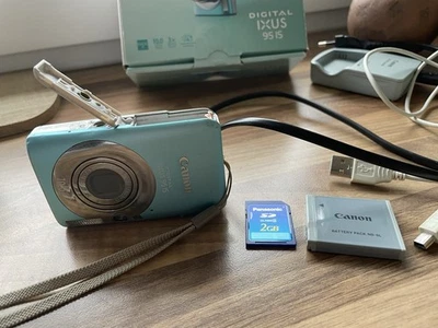 Canon IXUS 95 IS 10  Digitalkamera Blau funktioniert kpl. mit Zubehörpaket - Bild 1 von 4