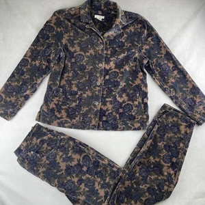 Vintage Jones New York Jacket Pants Set Womens M & 8 Floral Velveteen 90s Retro - Picture 1 of 24