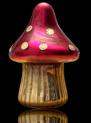 Anthropologie Oro Rosa Hongos Hongos Caprichoso Taburete de Sapo Vela de Vidrio Nuevo Foto 1 de 4