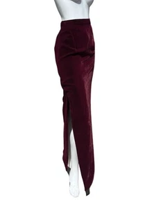Vintage 70s Yves Saint Laurent Rive Gauche Burgundy Red Maxi Skirt Sexy Slit s38 - Picture 1 of 9