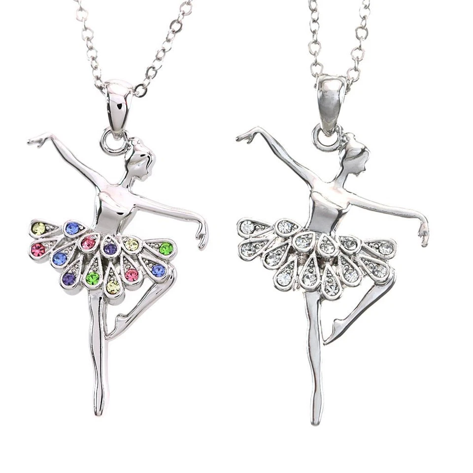 Pingente de colar de bailarina multicolorido transparente recital de dança balé presente amuleto de menina - Imagem 1 de 1